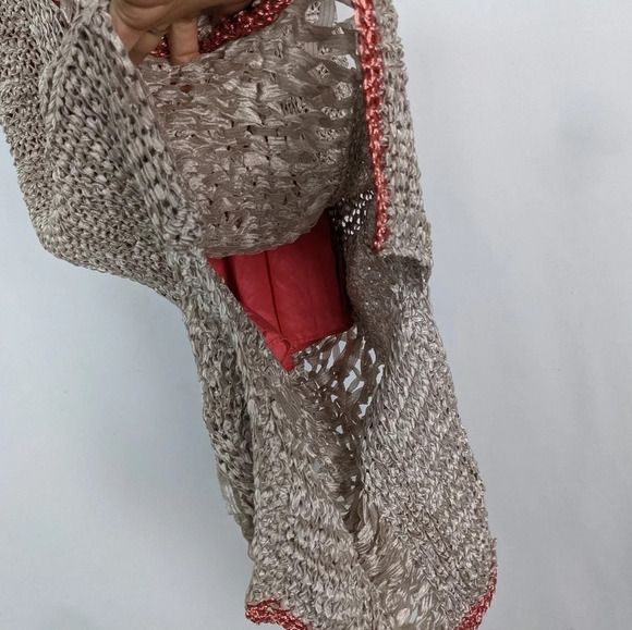 Rachel Roy Crochet Netted Open Knit High Low Midi Dress Bohemian Festival Hippie - Picture 9 of 11